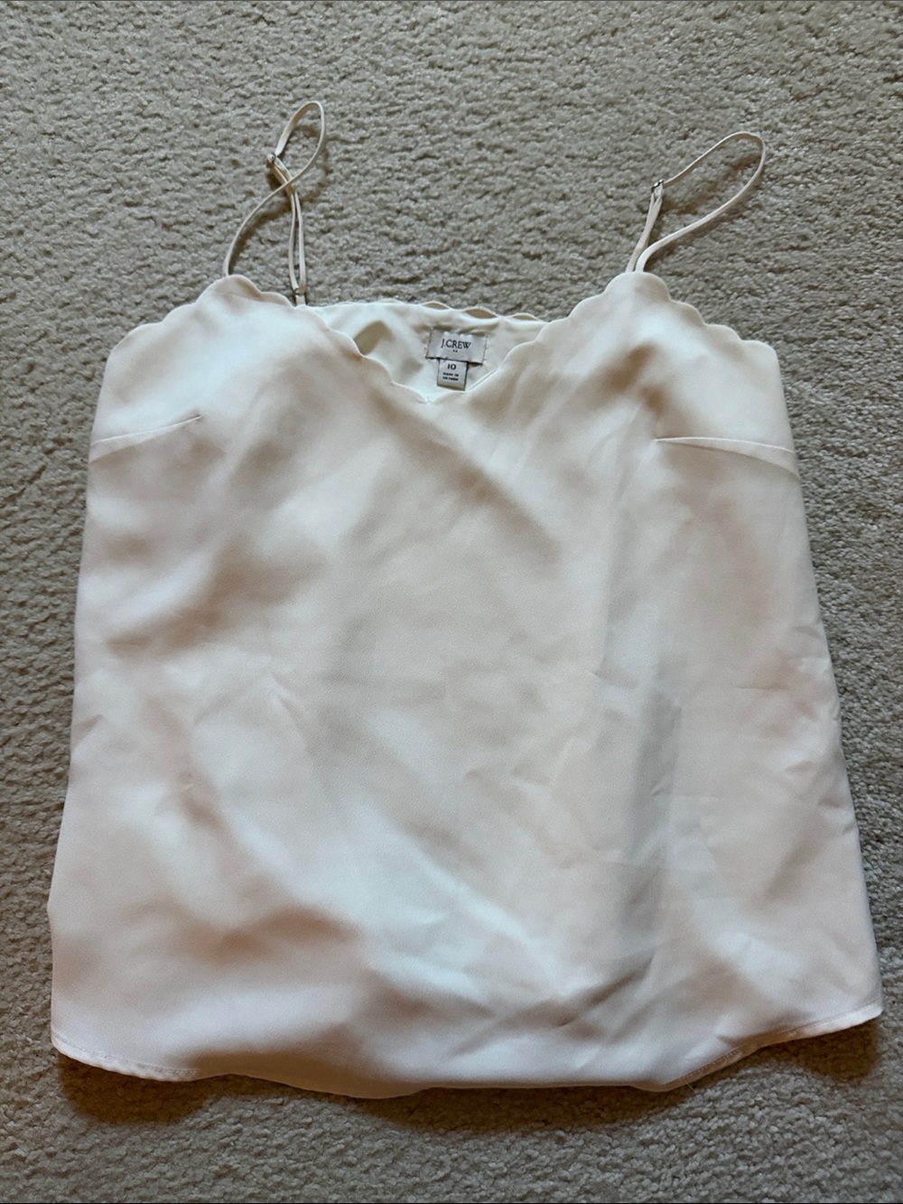 J. Crew Cream Scallop-Edge Silk Camisole